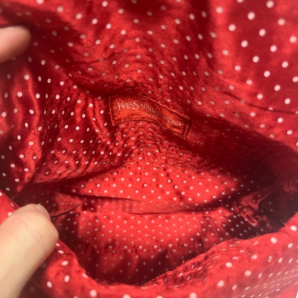 YSL YVES SAINT LAURENT RED SATIN CLUTCH/MAKE-UP BAG - Picture 4 of 8